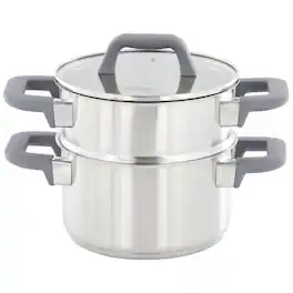 Oster - Beauford 3 Piece 2.9 Quart Stainless Steel Steamer Set with Lid - Silver
