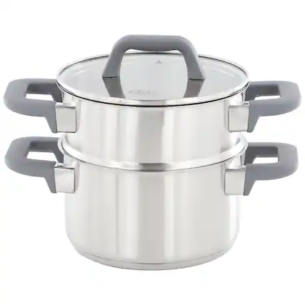 Front. Oster - Oster Beauford 3 Piece 2.9 Quart Stainless Steel Steamer Set with Lid - Silver.