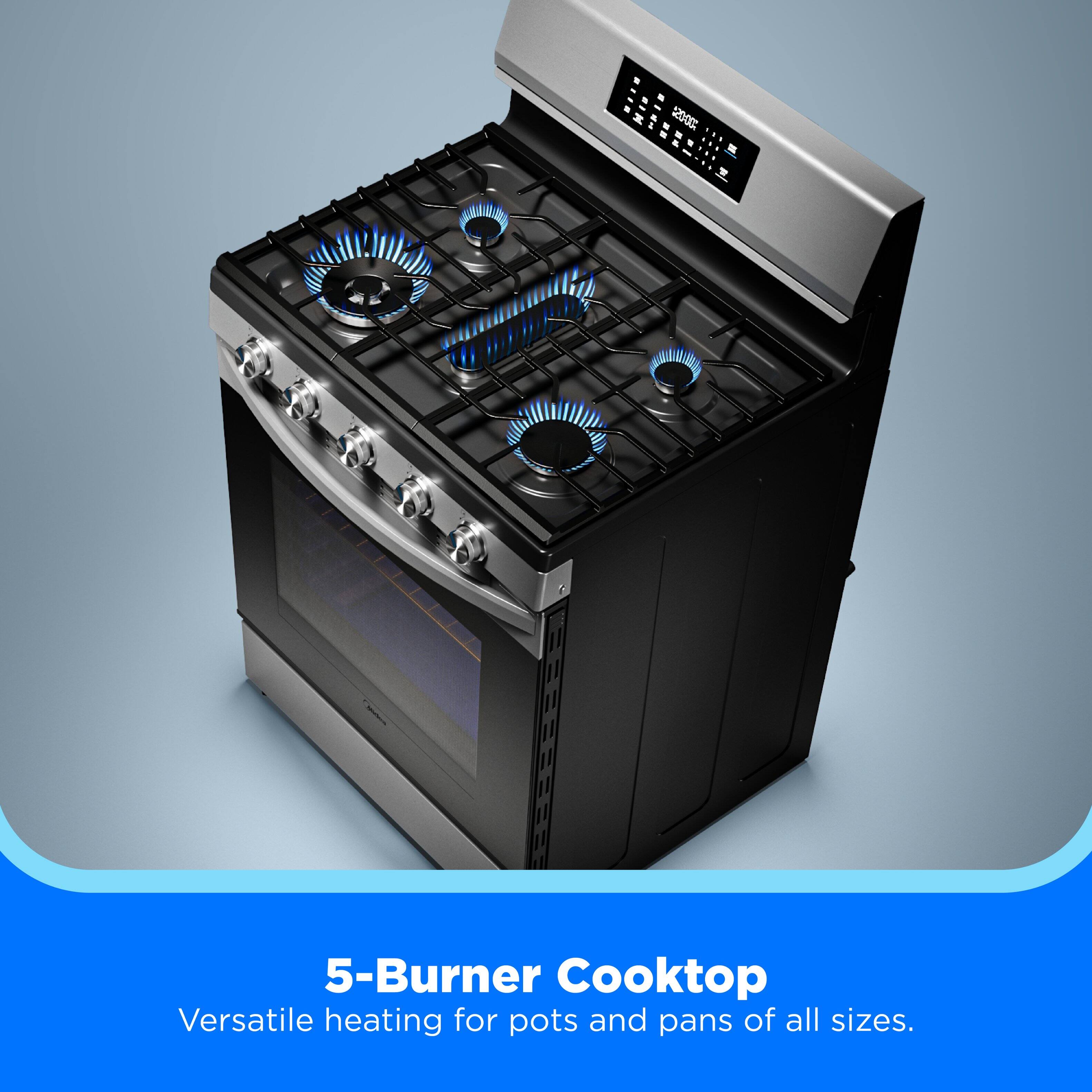 5-Burner Cooktop  
Versatile heating for pots and pans of all sizes.