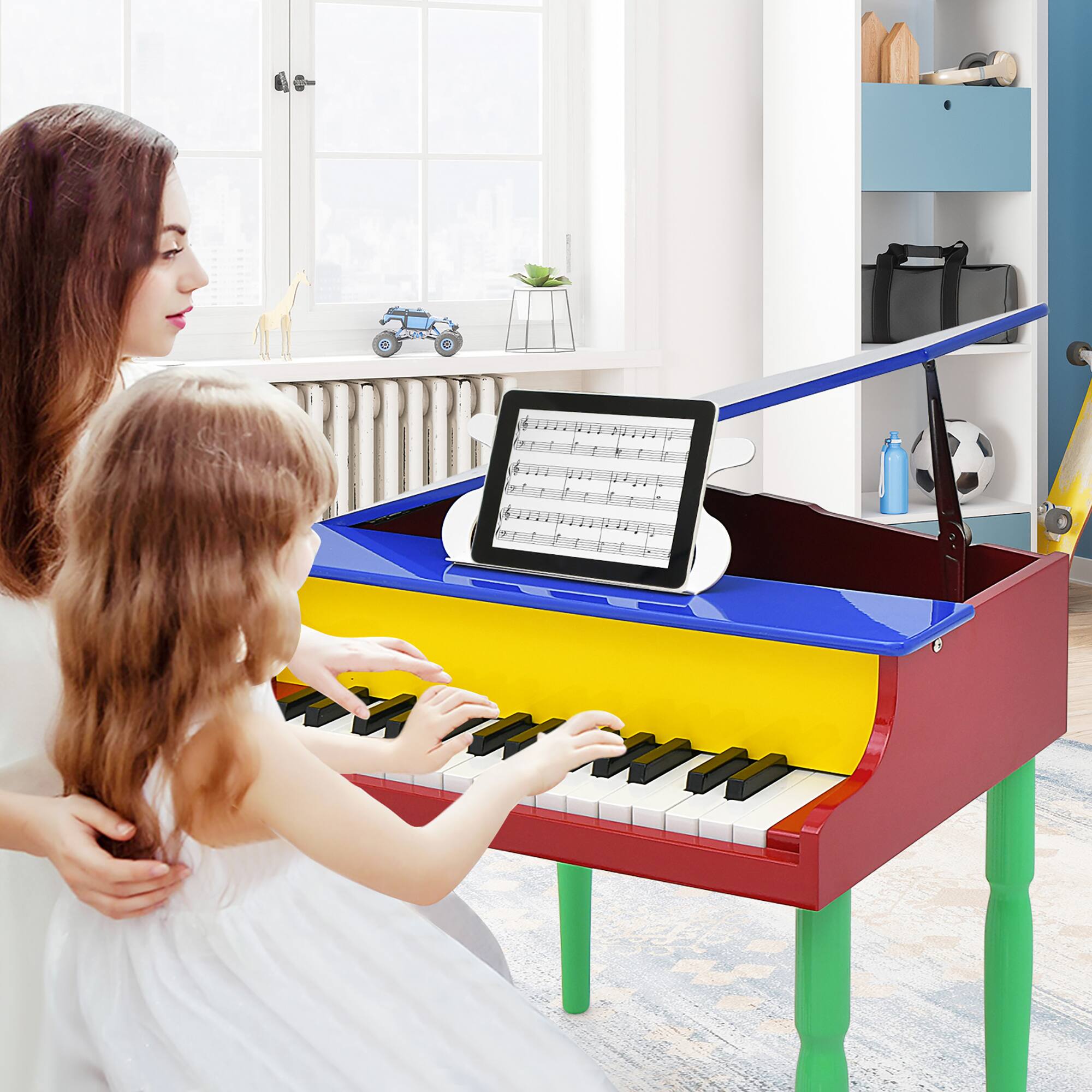 Alt View 3. Gymax - Gymax 30-Key Classic Baby Grand Piano Toddler Toy Wood w/ Bench & Music Rack Colorful - Multicolor.