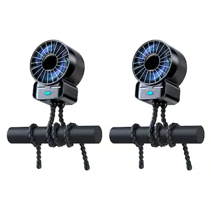 Front. PRIMEPLUS - 2-Pack Portable Stroller Fan, 4 Speeds 6600rpm USB Rechargeable Mini Handheld Fan with Tripod for Travel, Treadmill, Bik - Black.