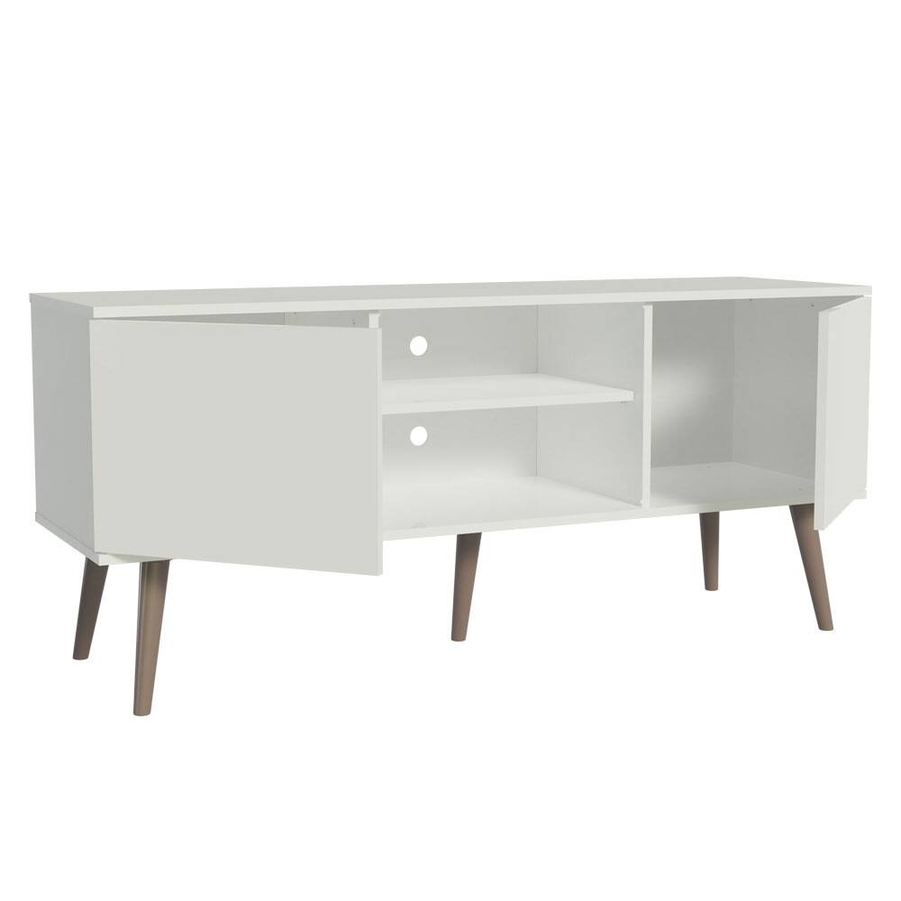 Back. Madesa - Madesa TV Stand with 2 Doors and 2 Open Shelves with Cable Management 53"L Media Storage - White - White.