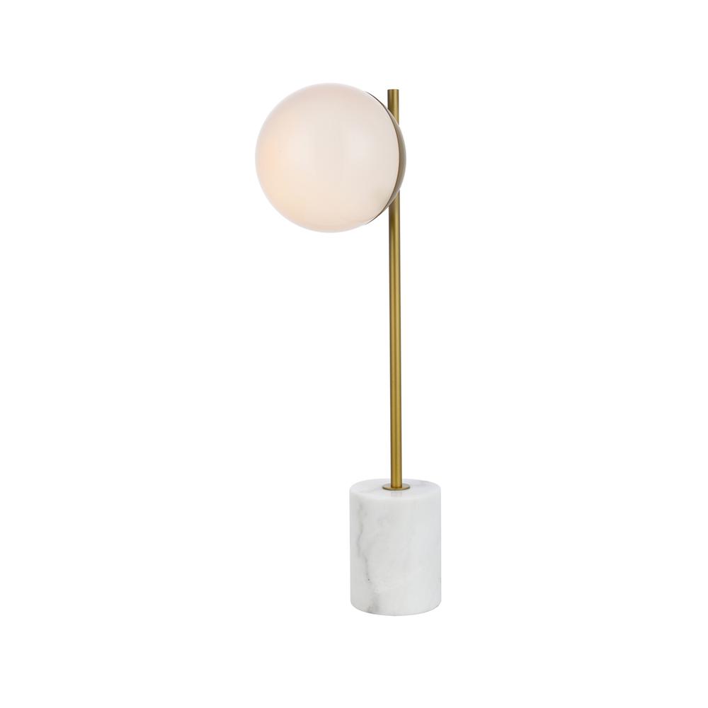 Alt View 1. Living District - Eclipse 1 Light Brass Table Lamp With Frosted White Glass - Brass And Frosted White.