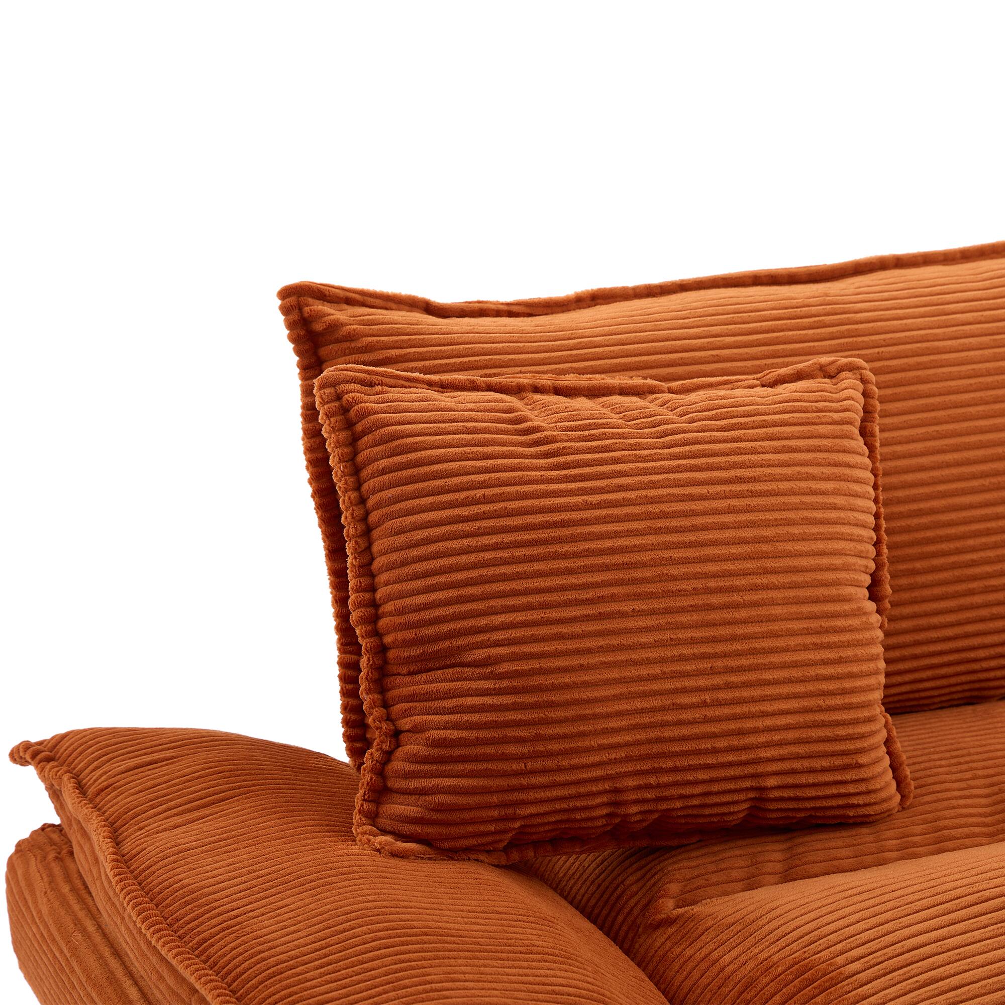 Alt View 6. Tiramisubest - Corduroy Couch Loveseat Sofa with Pillows,Comfy Upholstered Deep Seat Sofa for Bedroom,Living Room,Office-Orange - Orange.