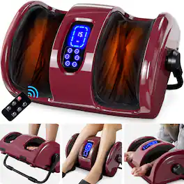 Best Choice Products - Foot Massager Machine, Therapeutic Reflexology Massager w/ High-Intensity Rollers - Burgundy