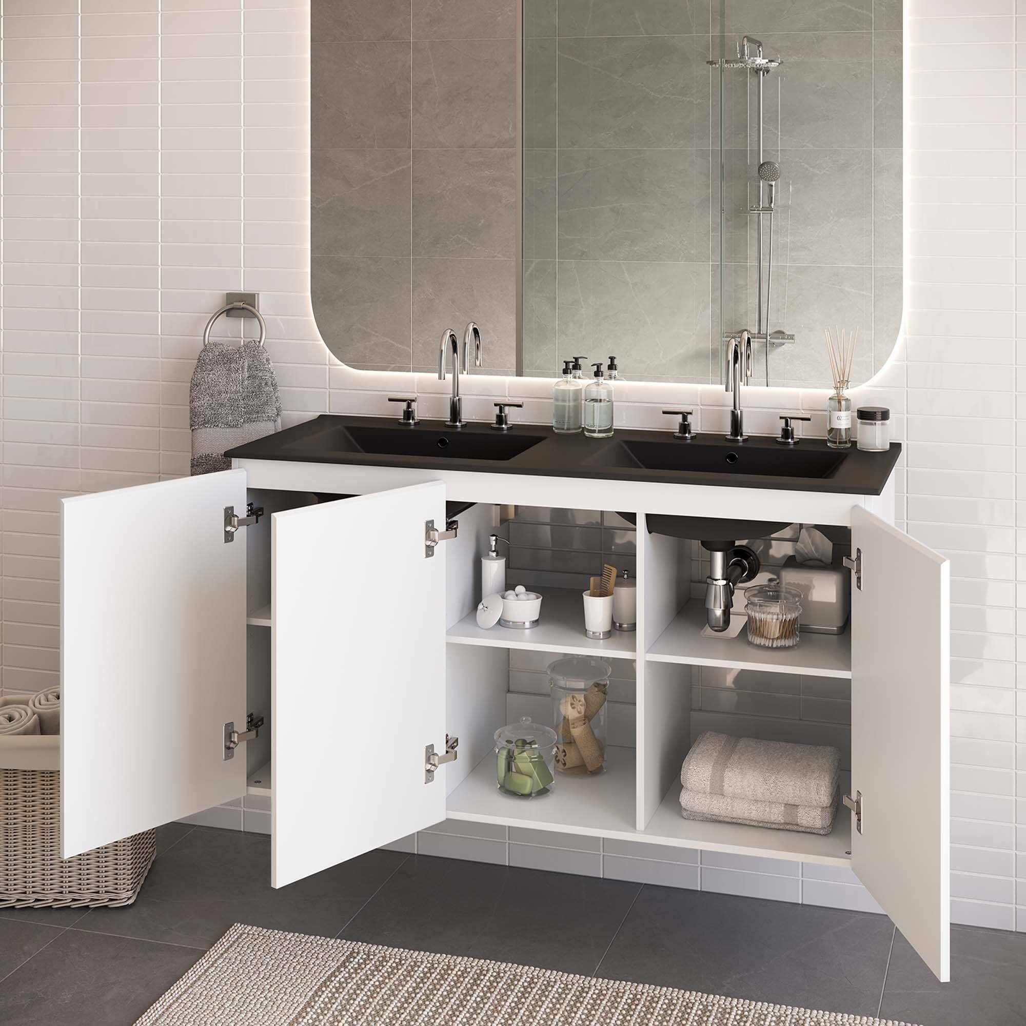Back. Modway - Bryn Wall-Mount Bathroom Vanity Basin Included - White Black.