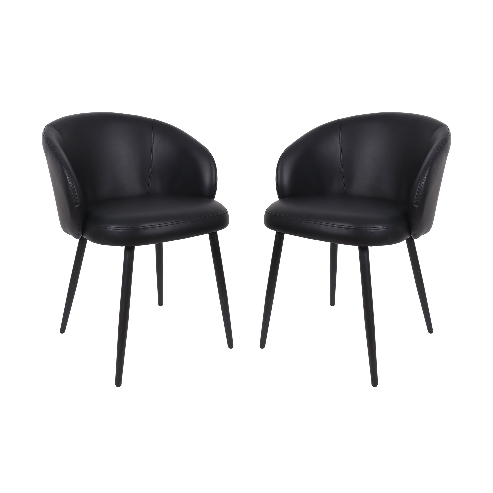 Front. Manhattan Comfort - Looma Contemporary Modern Metal Vegan Leather Side Chair - Set of 2 - Black.