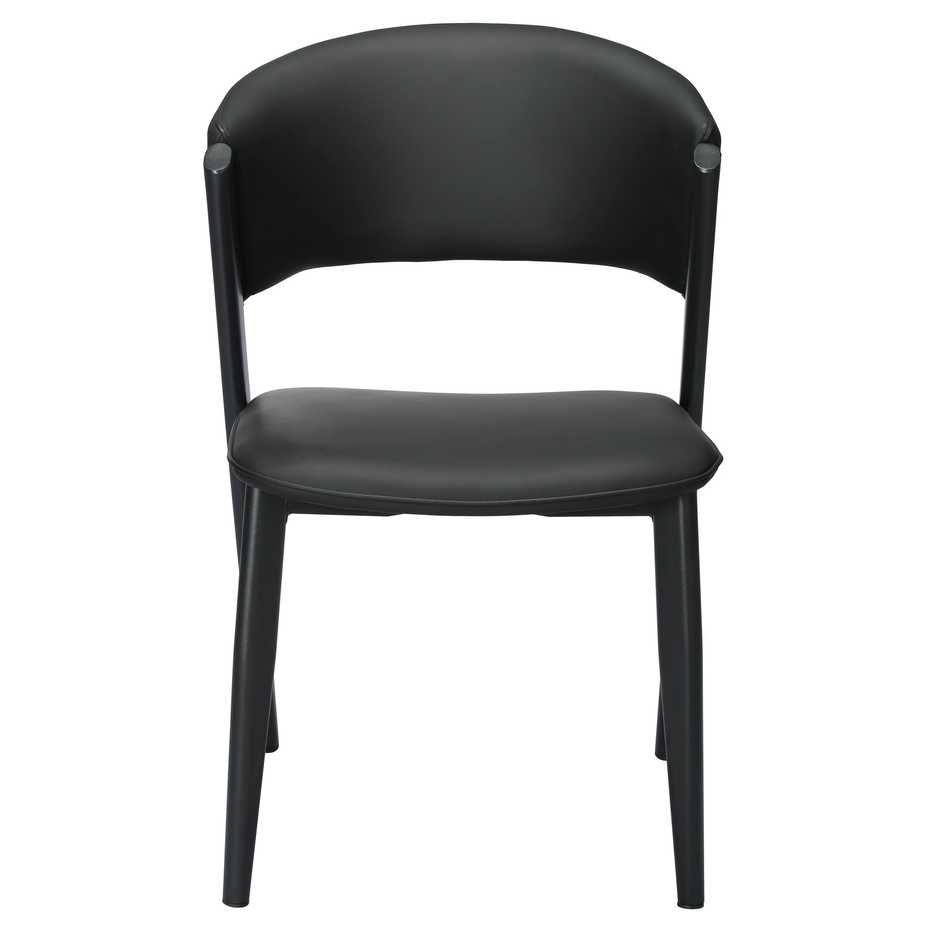 Alt View 2. LeisureMod - Aspen 2-PCS Mid-Century Leather Dining Side Chair with Scratch-Resistant Powder-Coated Iron Legs - Black.