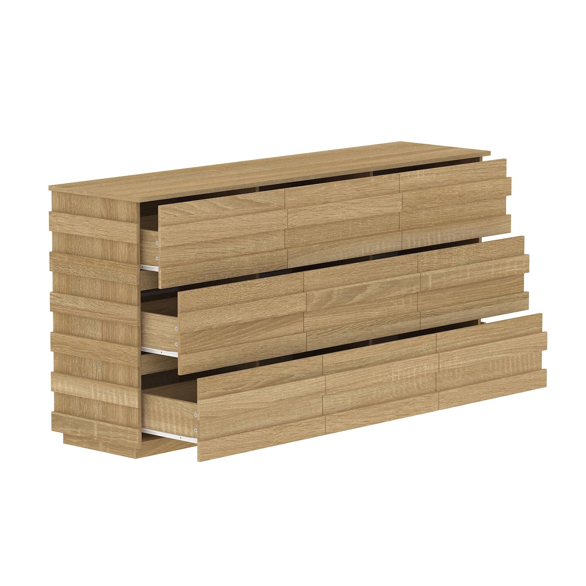 Left. FUFU & GAGA - FUFU&GAGA 9 - Drawer Horizontal Dresser with Japandi - Inspired Design - Wooden.