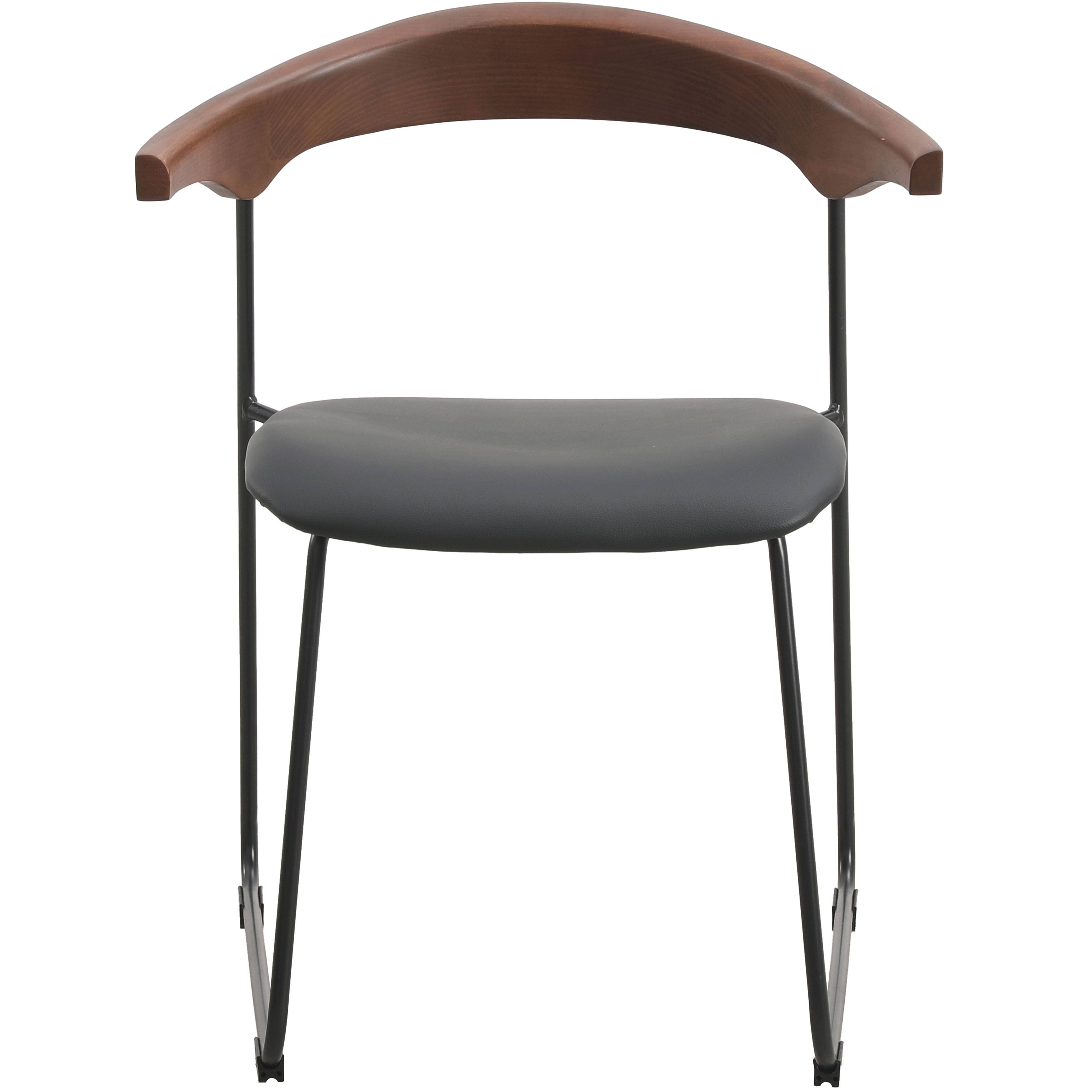 Alt View 3. LeisureMod - Lyra 2-PCS Modern Fabric & Beech Wood Dining Chair with Iron Legs - Black Walnut/Black.