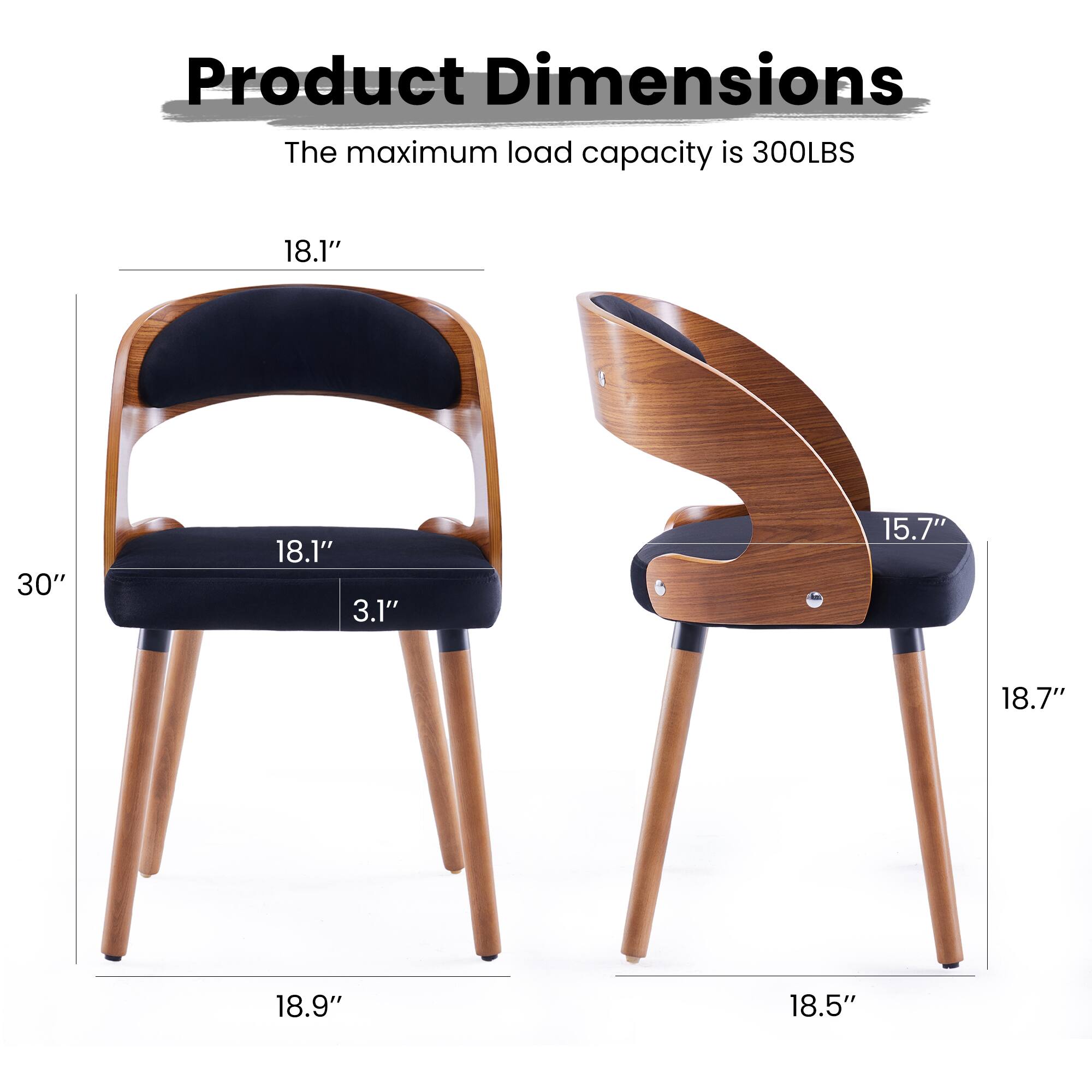 Product Dimensions

The maximum load capacity is 300LBS

18.1"  
30"  
18.1"  
3.1"  
15.7"  
18.7"  
18.9"  
18.5"