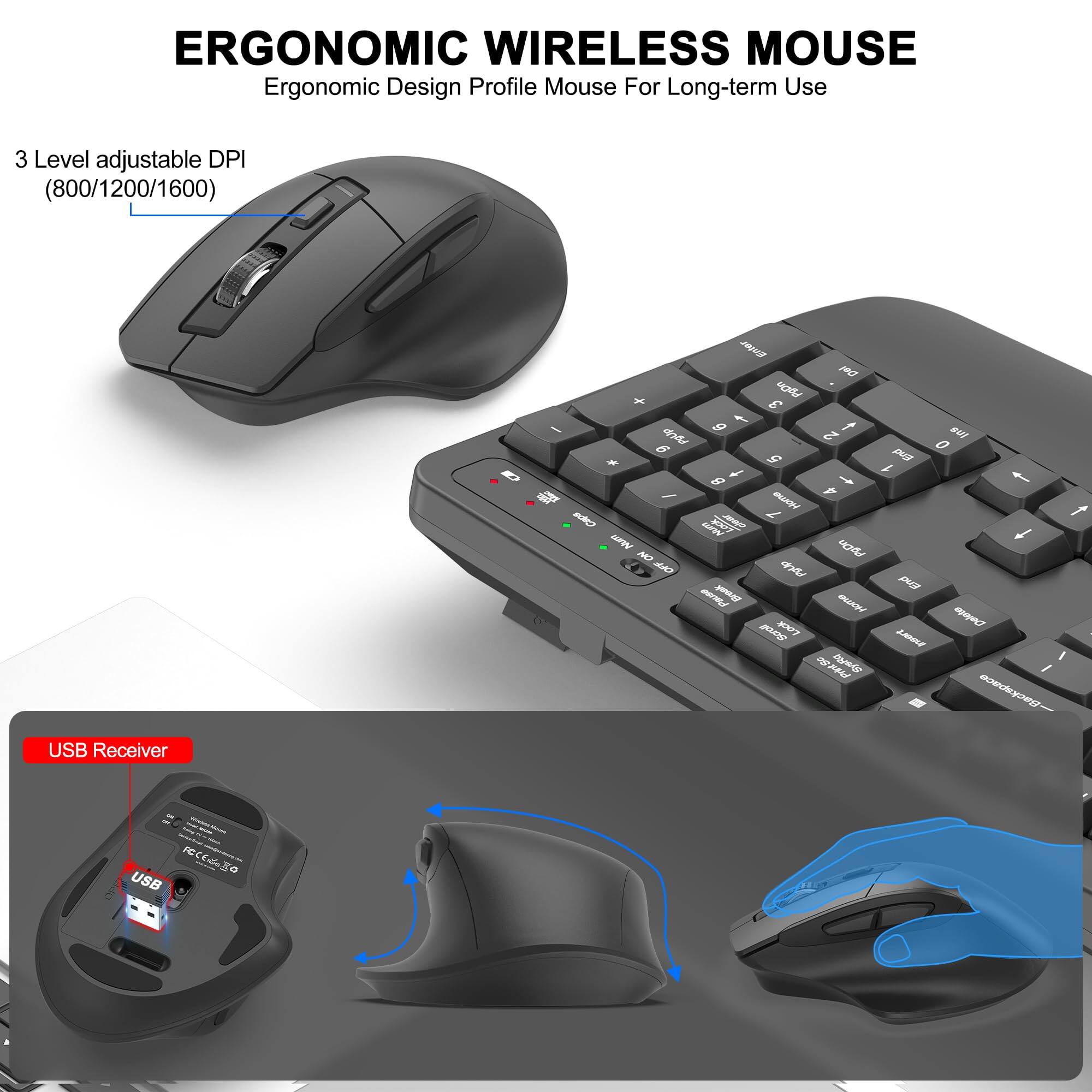 ERGONOMIC WIRELESS MOUSE  
Ergonomic Design Profile Mouse For Long-term Use  
3 Level adjustable DPI (800/1200/1600)  
USB Receiver