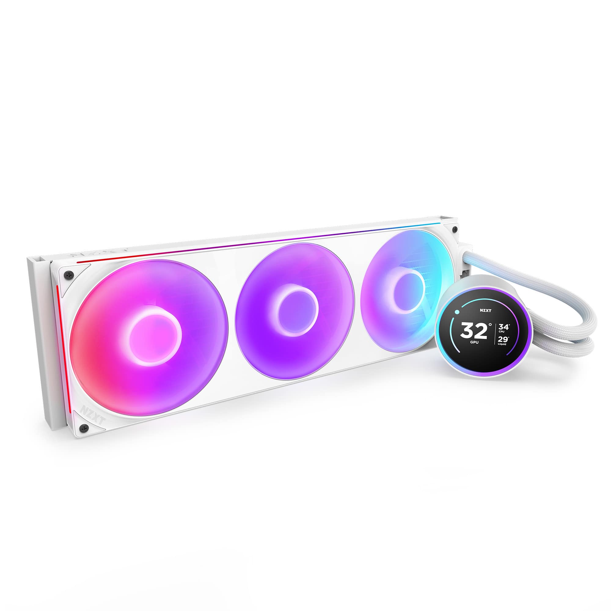 NZXT - Kraken Elite RGB 420mm Radiator (1x F420 RGB Core Single-Frame Fan) AIO Liquid Cooler with 2.72" IPS LCD - White - Front_Zoom