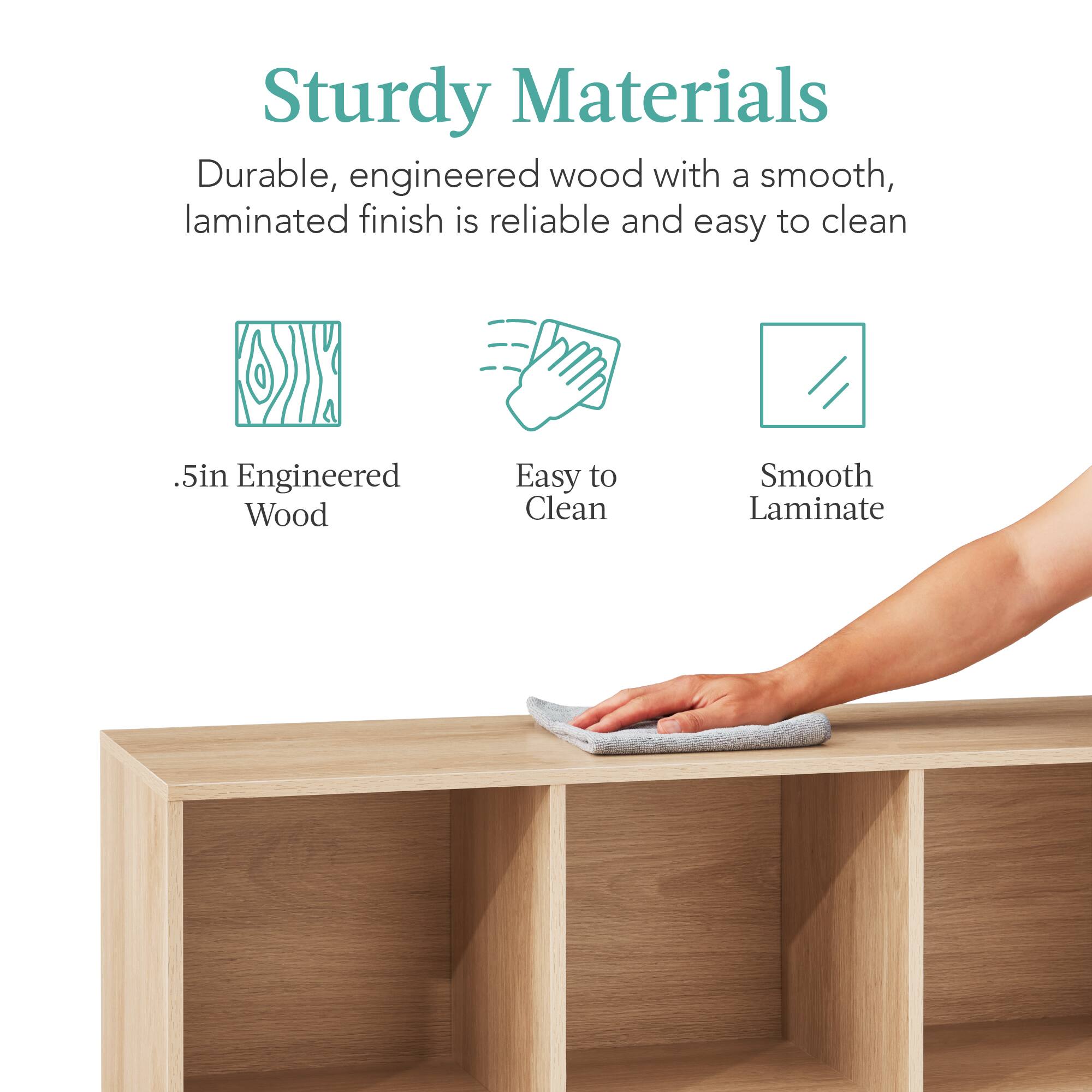 Sturdy Materials: Durable, engineered wood with a smooth, laminated finish is reliable and easy to clean. 

- .5in Engineered Wood
- Easy to Clean
- Smooth Laminate