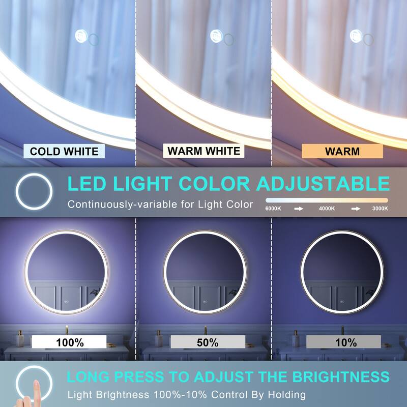 COLD WHITE WARM WHITE WARM LED LIGHT COLOR ADJUSTABLE  
Continuously-variable for Light Color  
6000K 4000K 3000K  
100% 50% 10%  
LONG PRESS TO ADJUST THE BRIGHTNESS  
Light Brightness 100%-10%  
Control By Holding