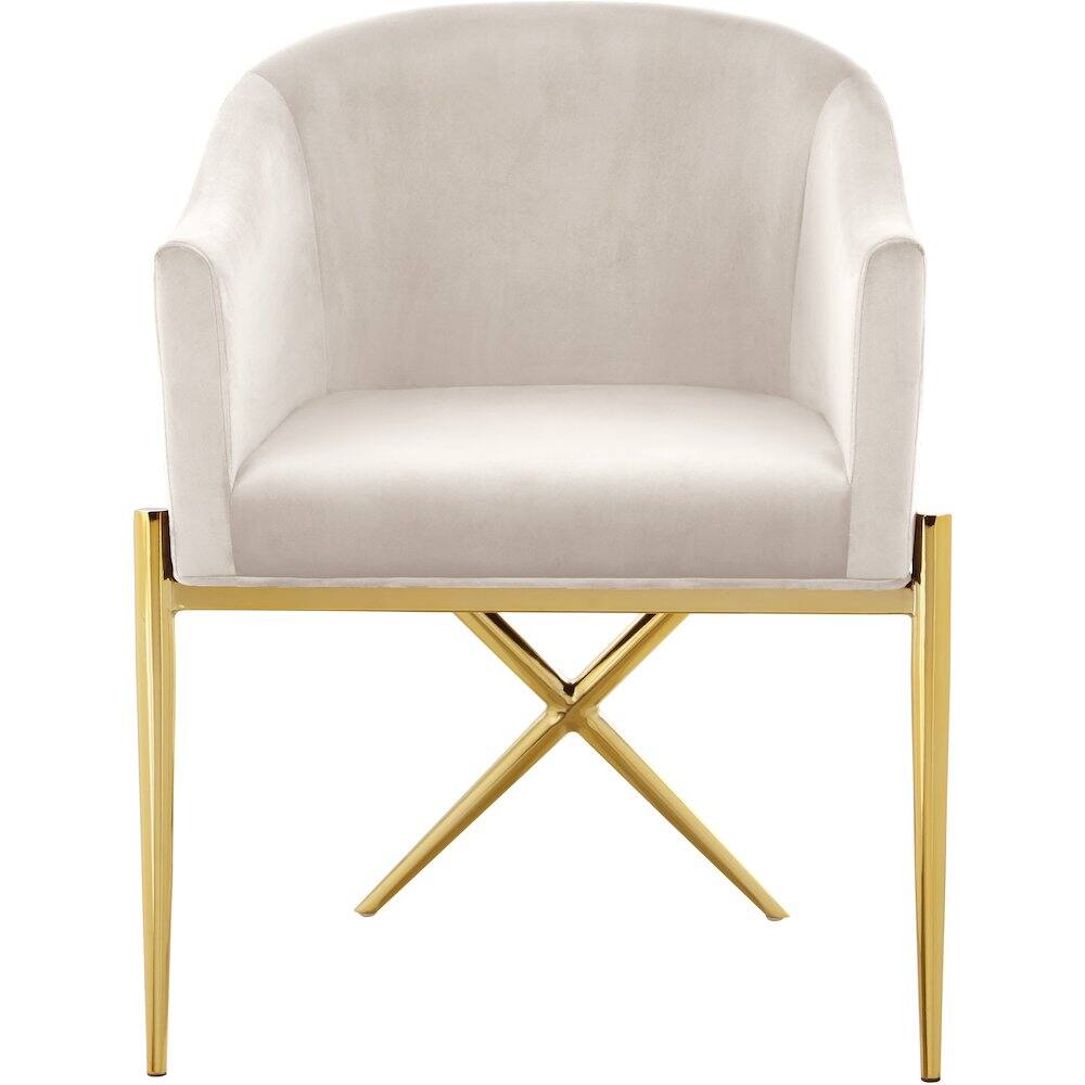 Alt View 2. Meridian Furniture - Xavier Cream Velvet Dining Chair - Beige.