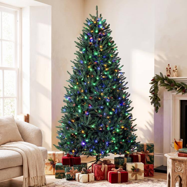 Alt View 1. PULUZ - 9ft Pre-Lit Artificial Christmas Tree Foldable Metal Stand - Green.