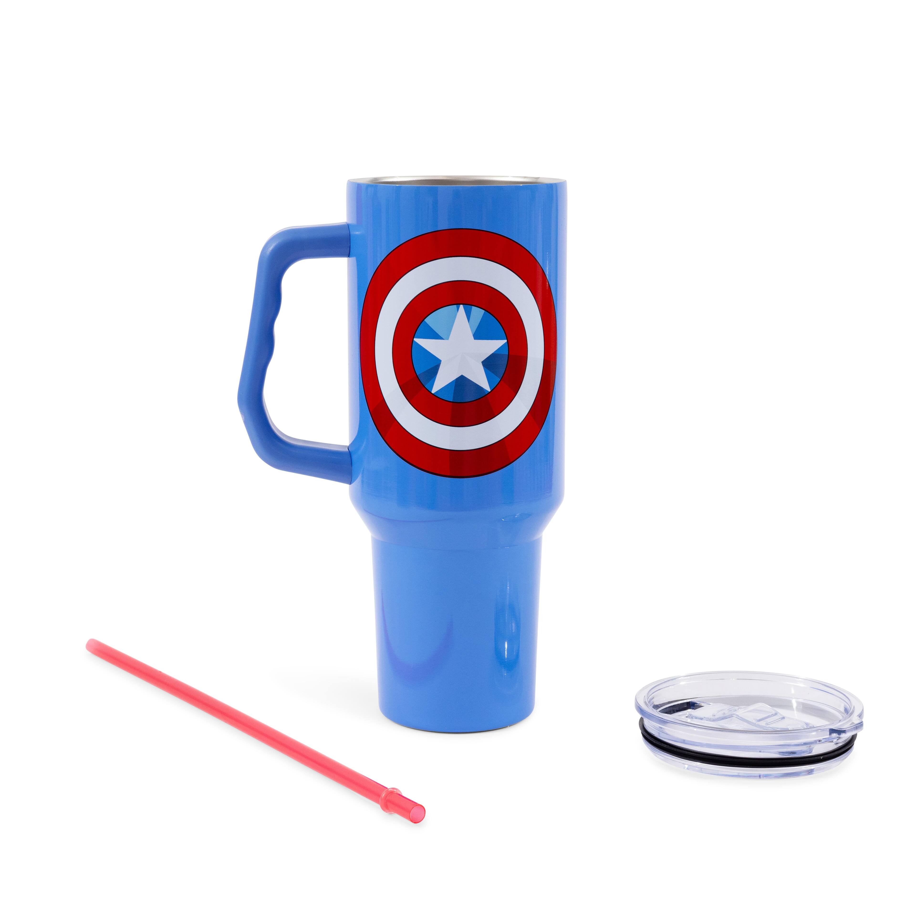 Alt View 10. Marvel - Marvel Comics Captain America 40-Ounce Stainless Steel Tumbler With Handle - Blue.