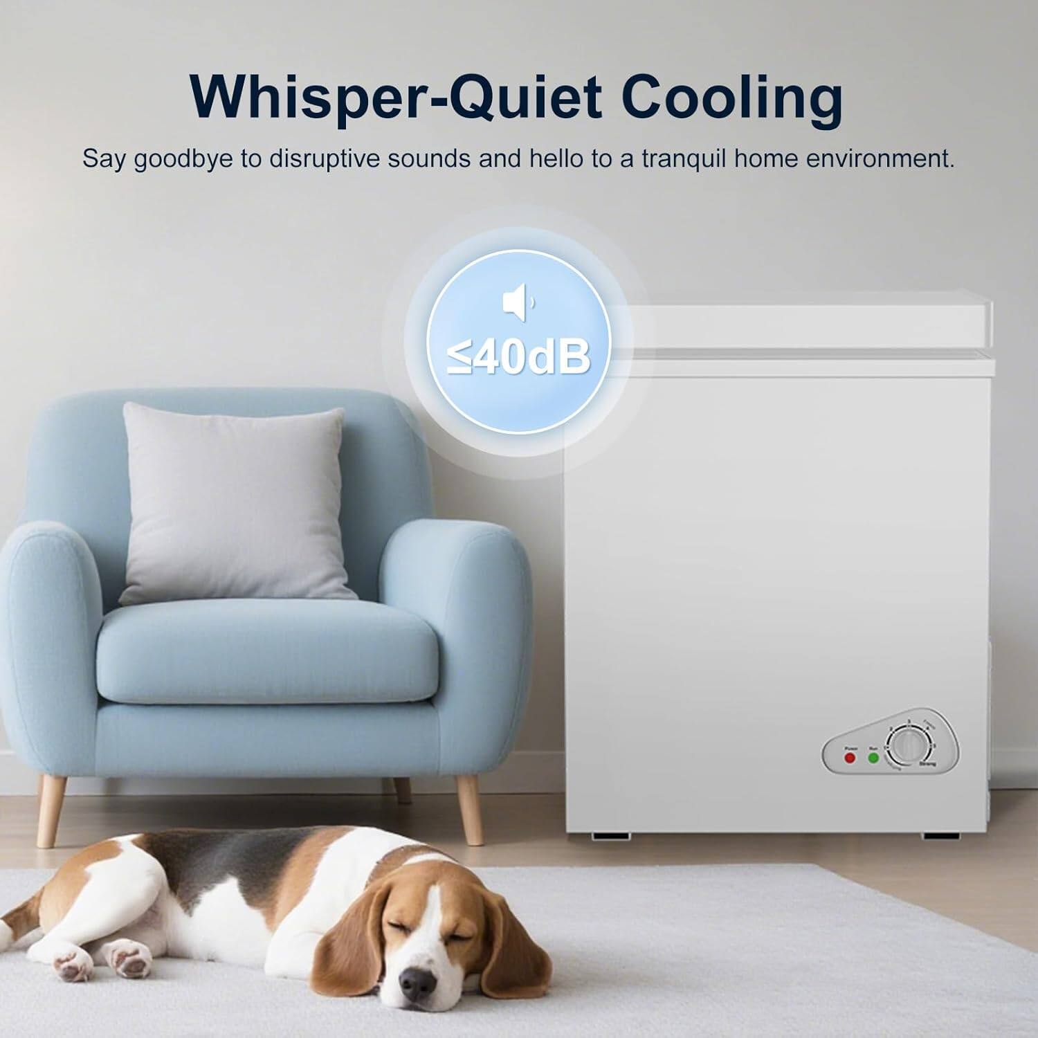 Alt View 8. Circus Cirle - 5.0 cu. ft. storage freezer with 7-level adjustable thermostat and removable basket, low noise, white - WHITE.