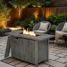 Kadyn - Fire Pit Table Fire Bowl TableOutdoor Firepit Table43 Inch 50 000 BTU Propane Fire Pit Table with Removable LidGray - Gray