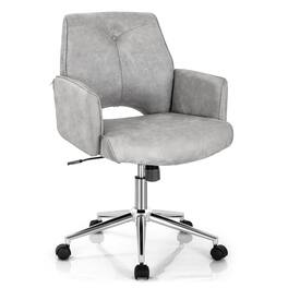 Ecooso - Office Chair Adjustable Hollow Mid-Back Leisure Desk Chair with Armrests - Gray