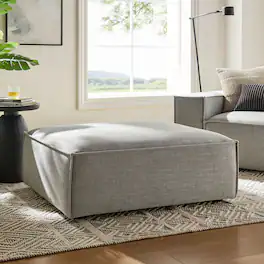 Restore Performance Fabric Upholstered Modular Ottoman by Modway - Pewter