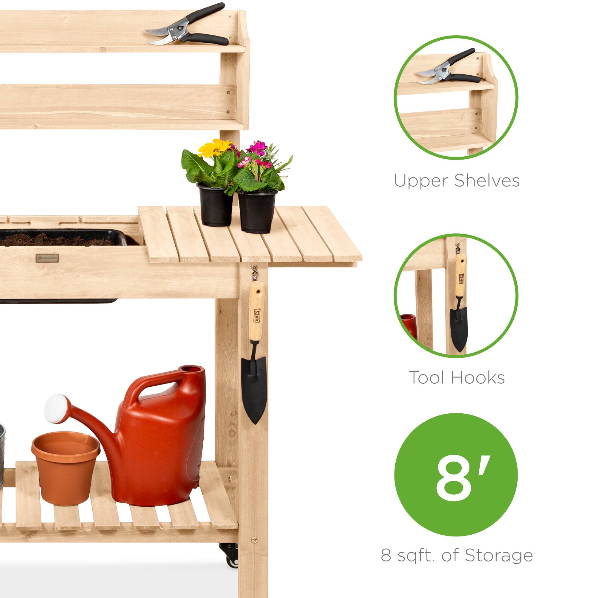 Upper Shelves  
Tool Hooks  
8'  
8 sqft. of Storage