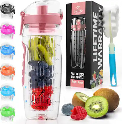 EST 2015 ZULAY KITCHEN X - ZULAY KITCHEN FRUIT INFUSION WATER BOTTLE 34 OZ - 1 LITER LIFETIME WARRANTY