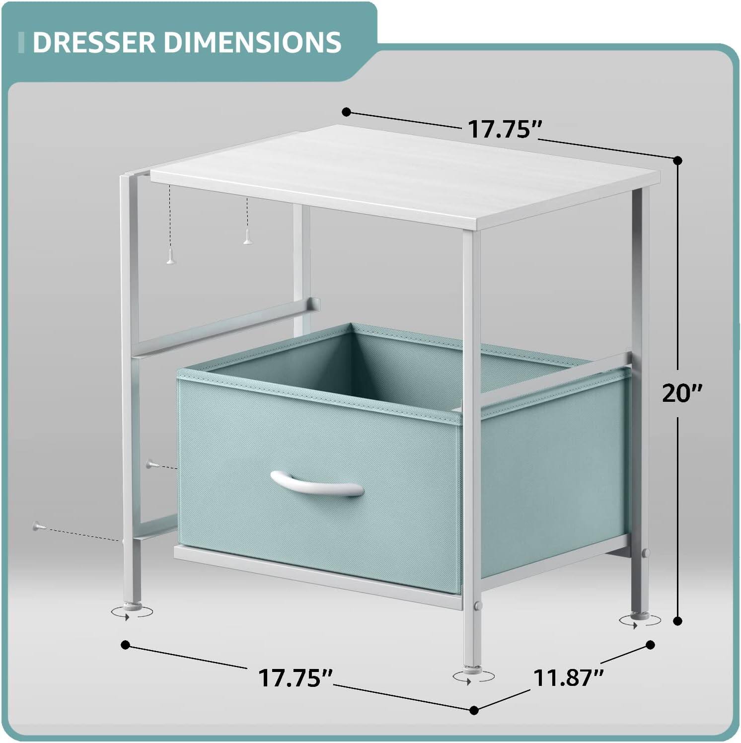DRESSER DIMENSIONS

- Width: 17.75"
- Depth: 20"
- Height: 11.87"