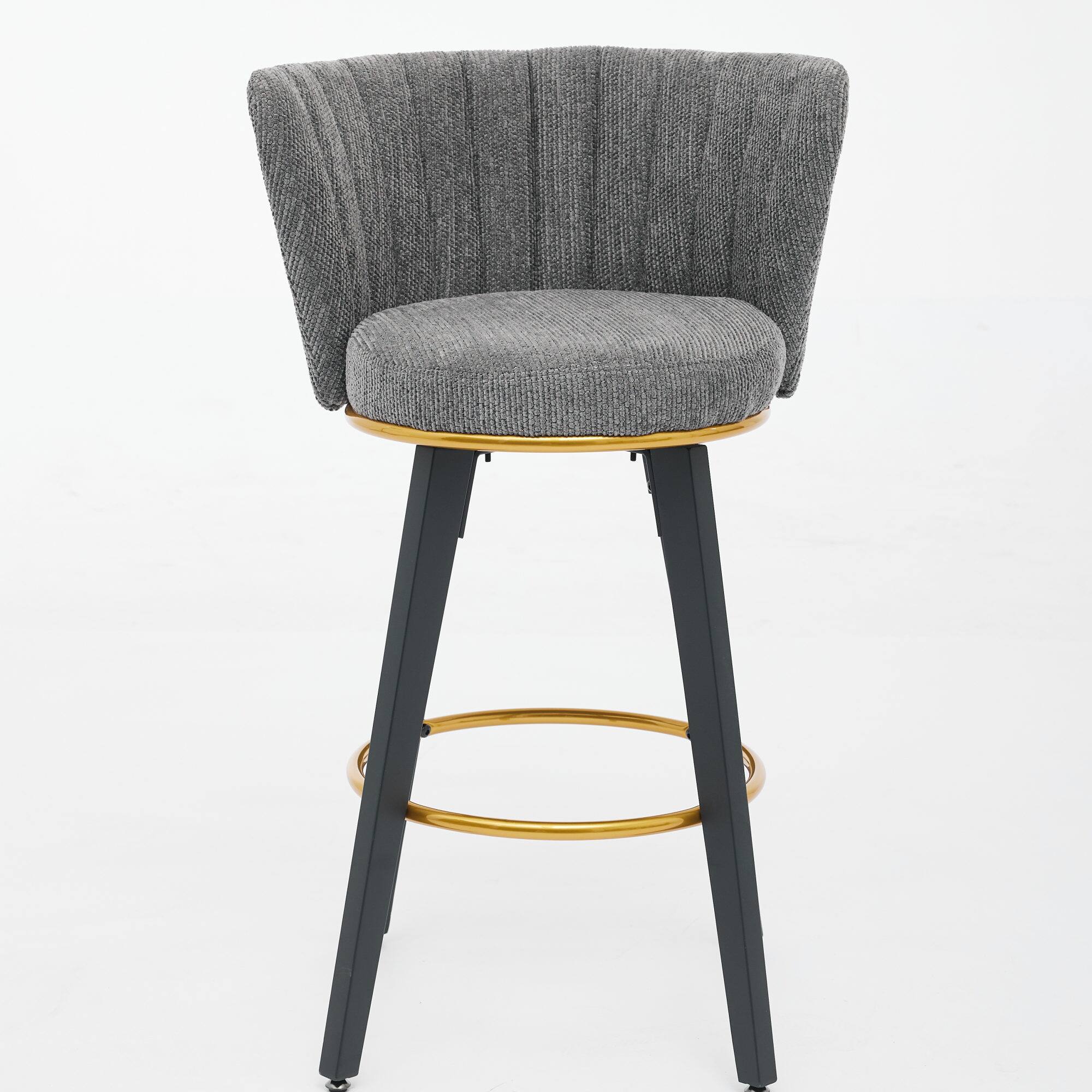 Alt View 1. GOODSILO - Modern Swivel Counter Height Bar Stools Set of 2 with Upholstered Backs and Metal Legs - Gray.