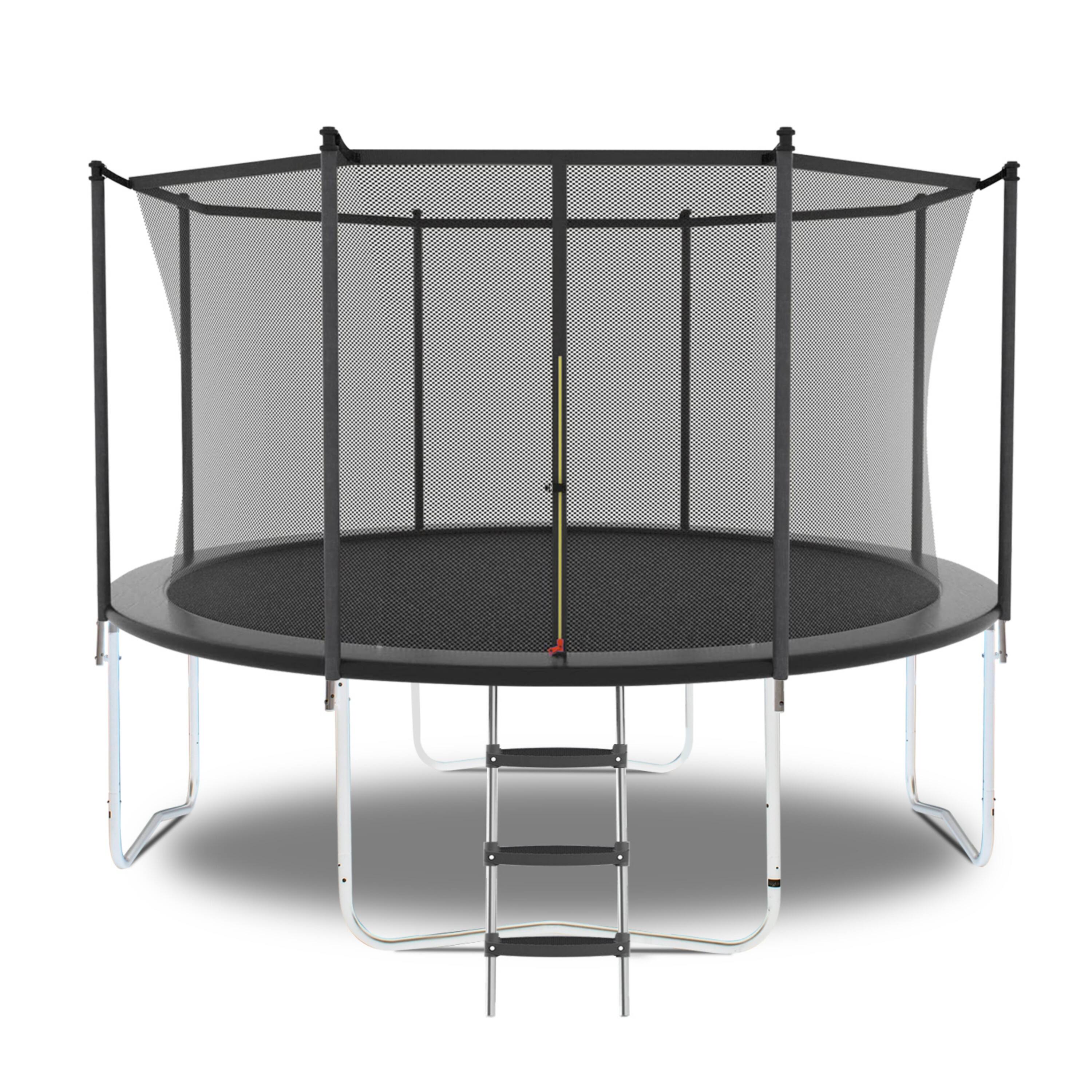 Front. Glintex - 10FT Trampoline with Safety Enclosure Net, Outdoor Trampoline with Heavy Duty Jumping Mat and Spring Cover Padding - Pink+Black.