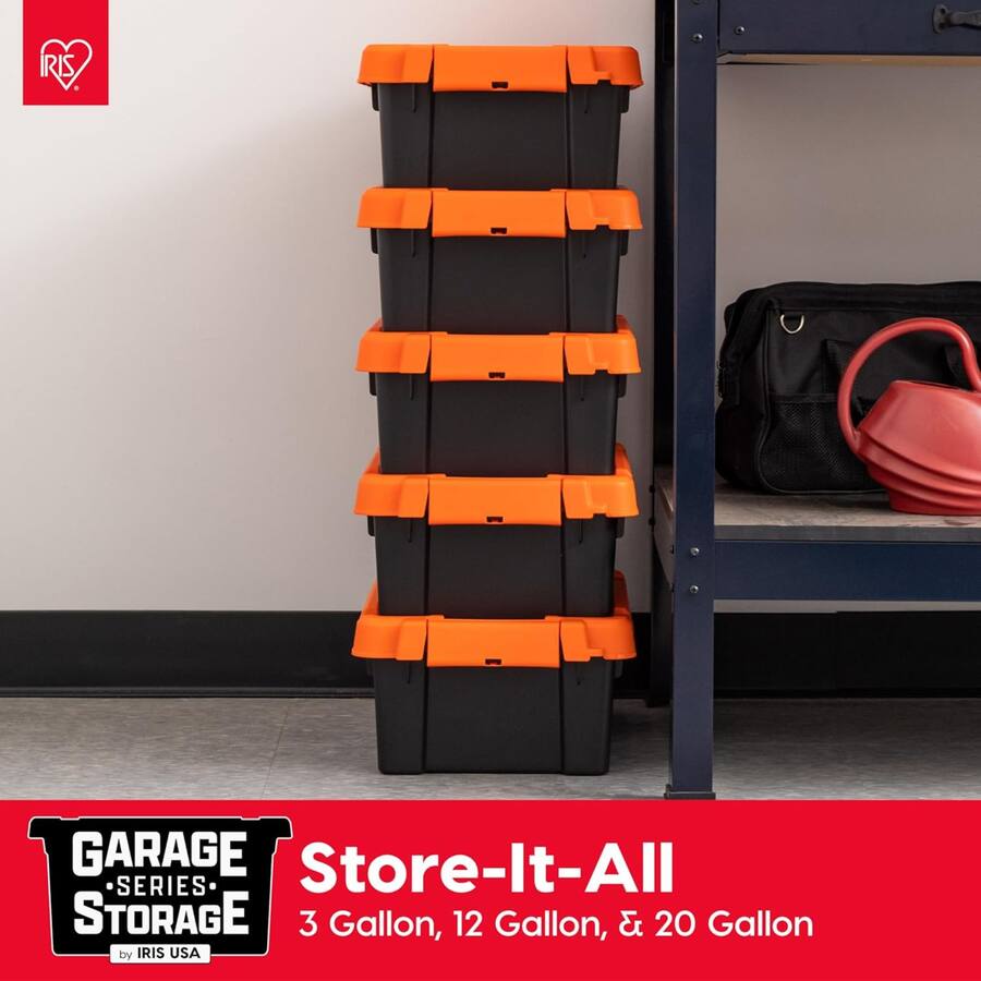IRIS USA 2 Pack, 12 Gal Lockable Storage Bins Stackable Containers ...