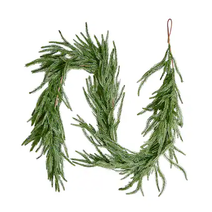 Front. VEVOR - Christmas Garland, 5-FT Realistic Norfolk Pine Garland, Evergreen Real Touch Artificial Faux Greenery Garlands - green.