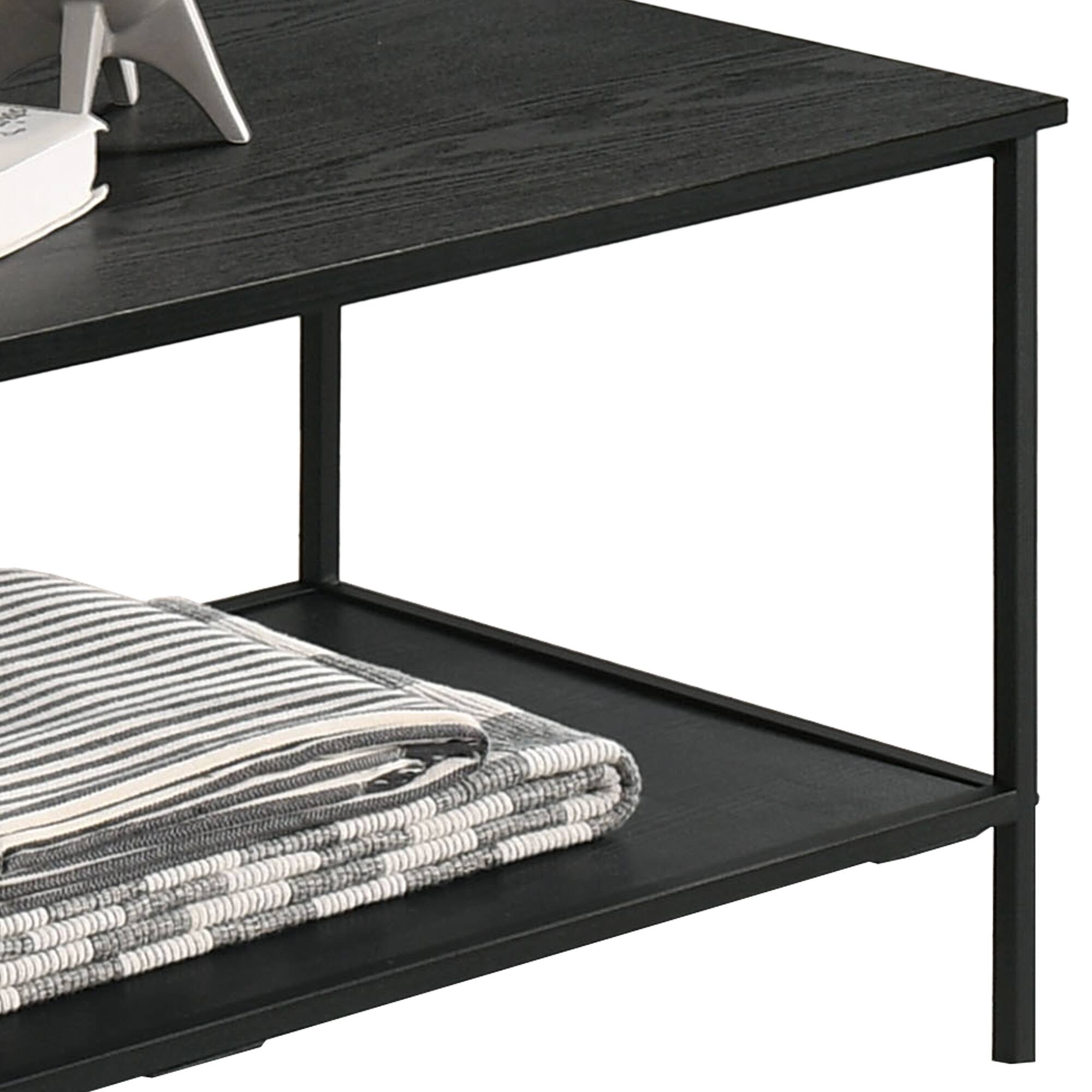 Alt View 2. Vaczon - 3 Piece Coffee and End Table Set for Living Room with 2 Tier Storage Shelves Perfect for Organizing Books, Decor - Black.