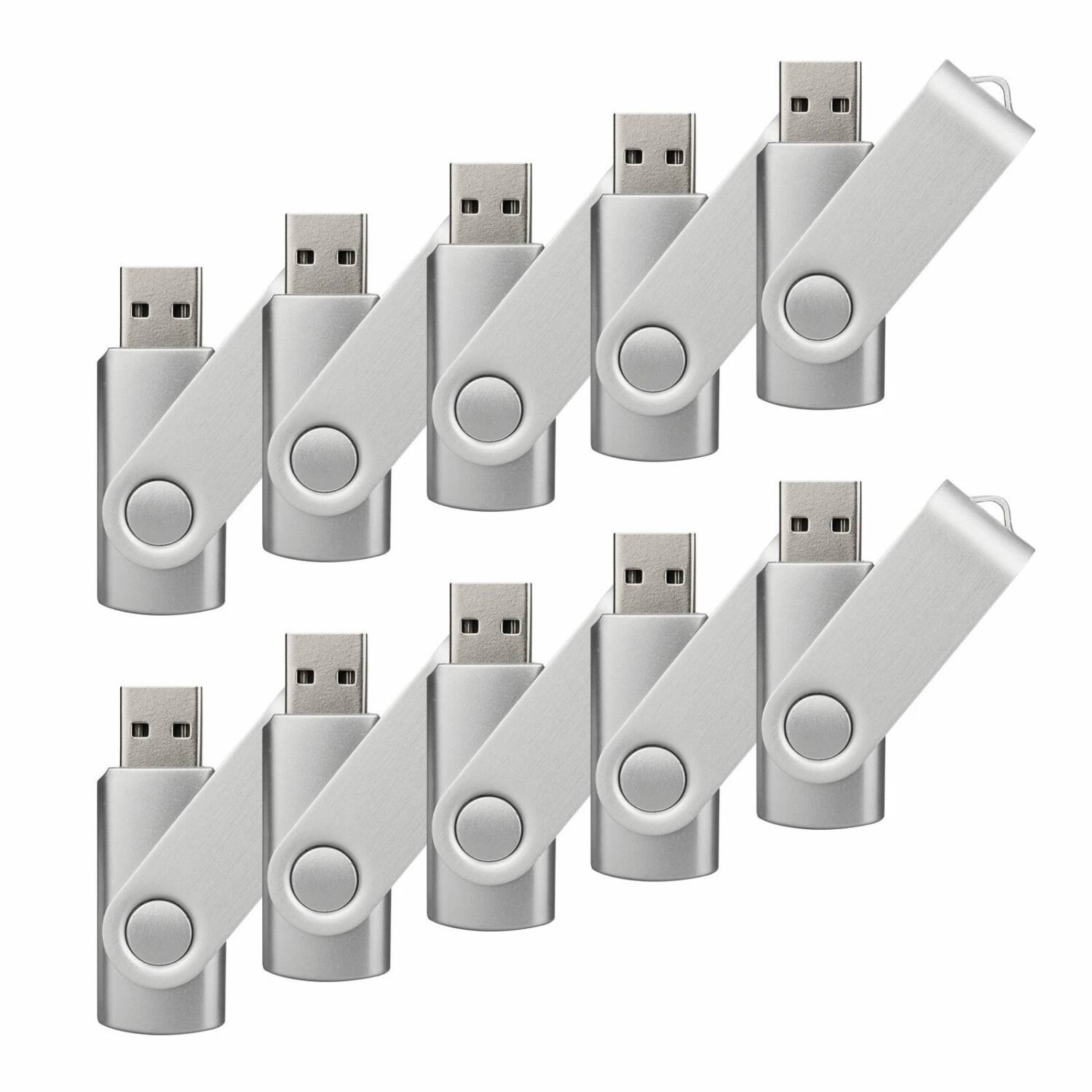 Stock Preferred - 10-Pack 32GB USB 2.0 Metal Flash Drives - Silver