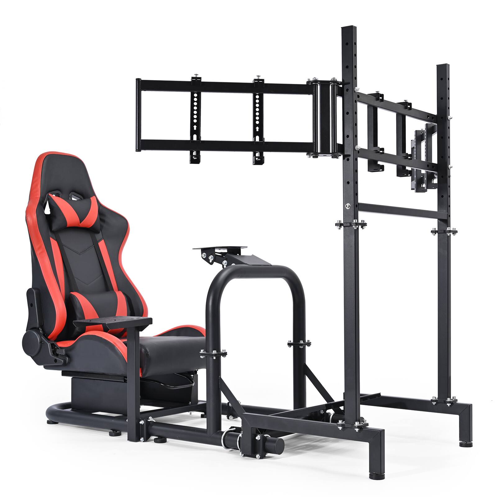 Front. Dardoo - Dardoo 50mm Round Tube Racing Simulator Cockpit Fit for Logitech G29 G920, for Thrustmaster - Black/Red.