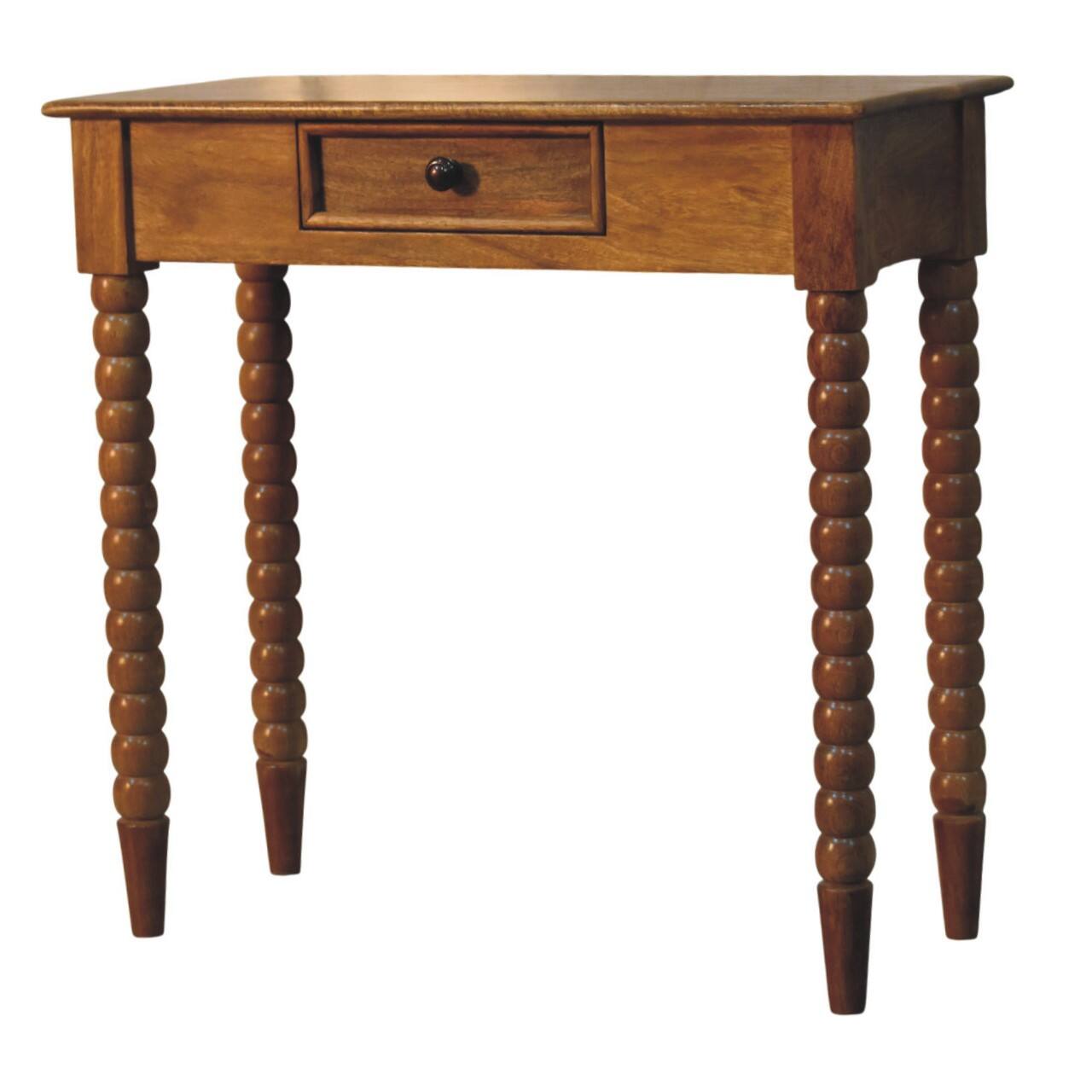 Left. Artisan Furniture - Artisan Furniture Solid Wood Amber Oak Spindle Console Table, 1 Drawer, Brown - Brown.
