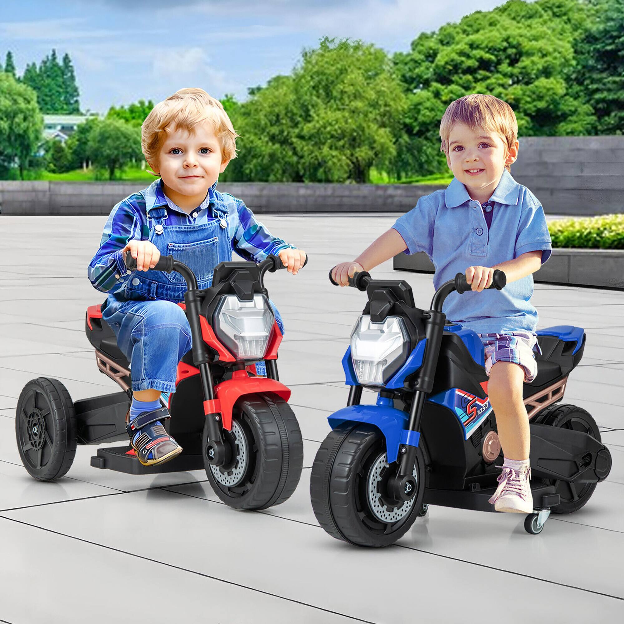 Alt View 3. Gymax - Gymax 2-in-1 Kids Electric Motorcycle w/ Detachable Training Wheels Headlight & Horn Red - Red.
