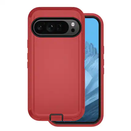 Front. Entronix - Entronix Heavy Duty Case for Google Pixel 9 Pro XL - Triple-Layer Protection - Red.