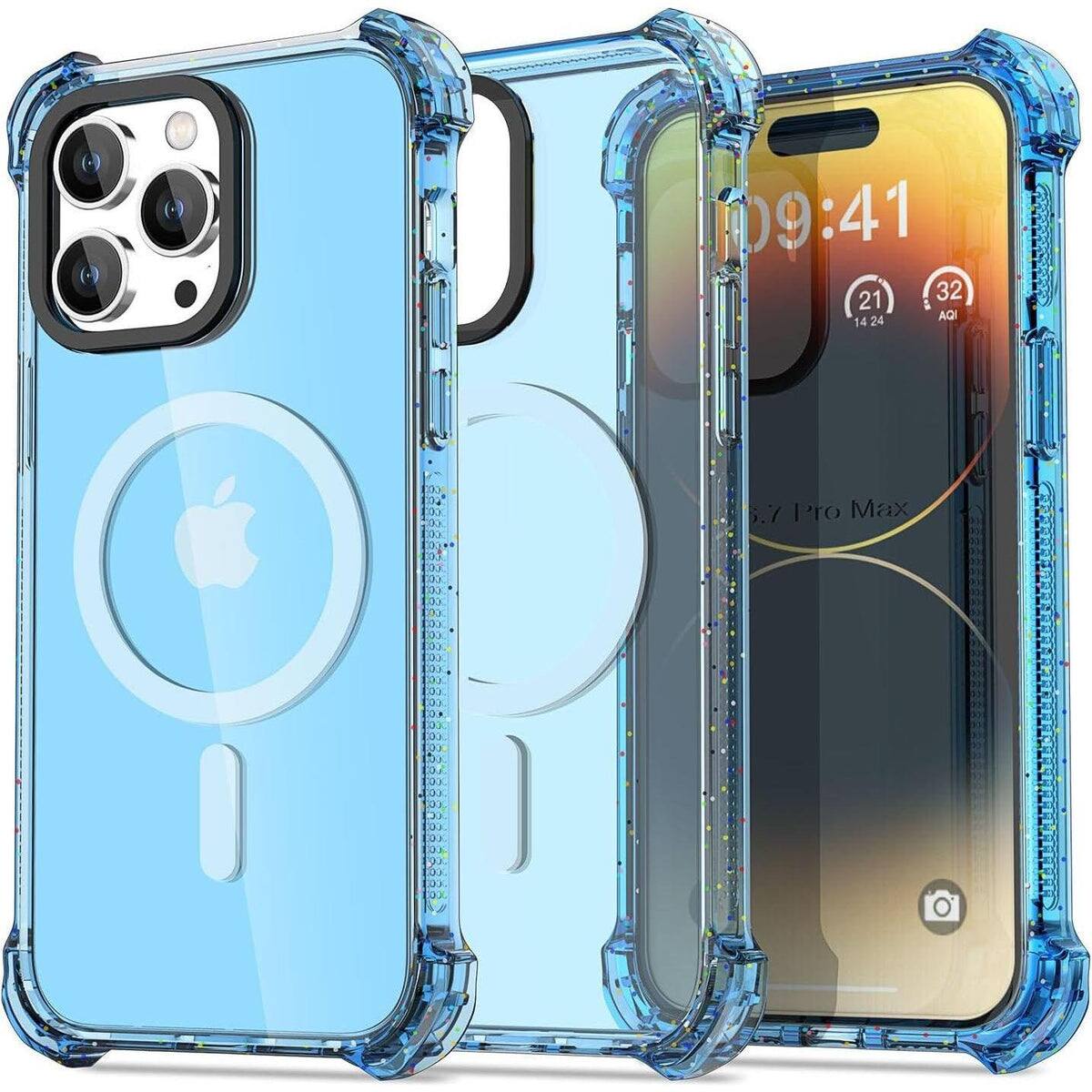 Entronix - Magnetic Case for iPhone 13 Pro Max - Clear Bounce Frame Protection - Blue