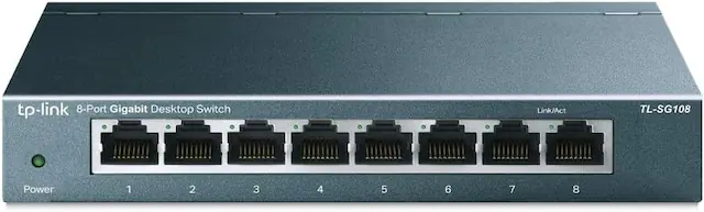 tp-link 8-Port Gigabit Desktop Switch Link/Act TL-SG108 Power 1 2 3 4 5 6 7 8