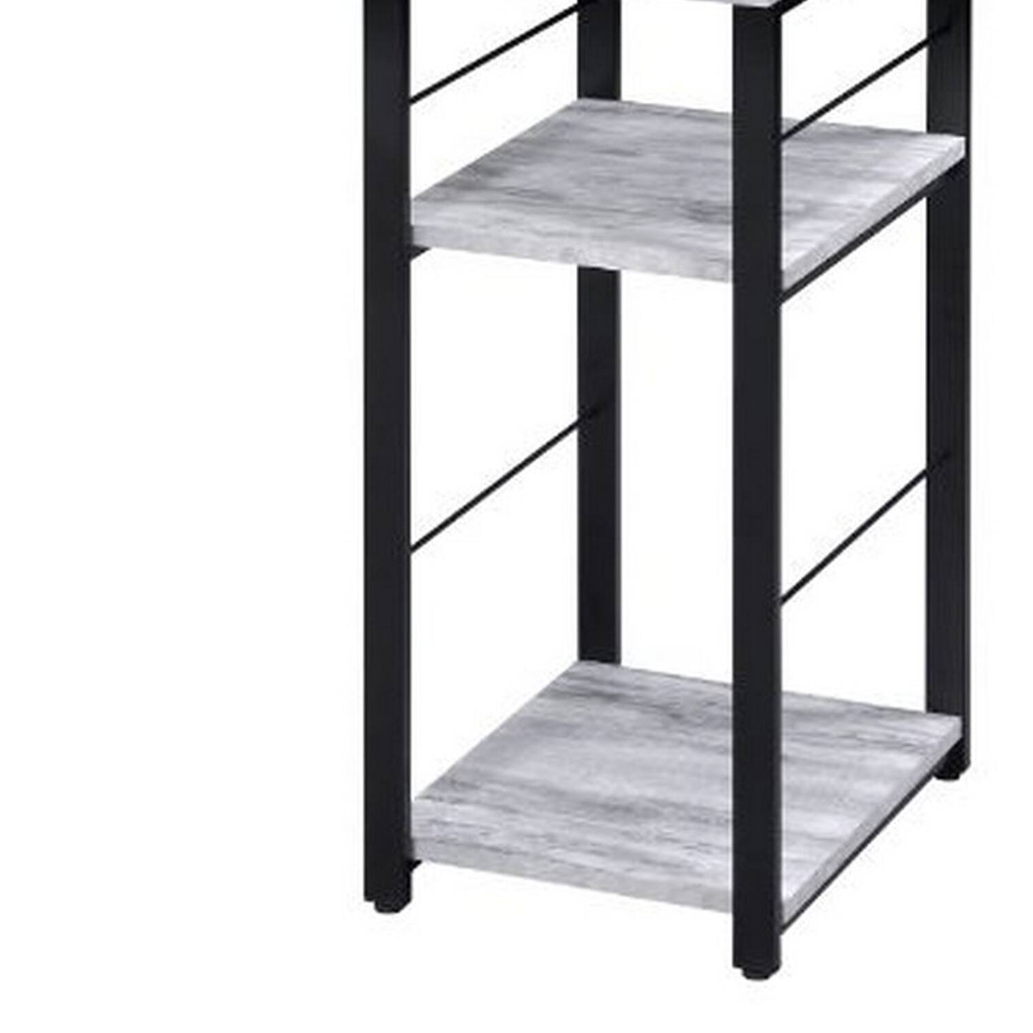 Back. Manhattan Lane - Writing Desk with Rustic Wood Finish, Antique White and Black - White, Black.