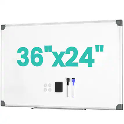 Front. PARKER SLATER - Magnetic Whiteboard For Wall 36" X 24" Hanging Whiteboards Office School Home Includes Eraser Markers Pen Tray.