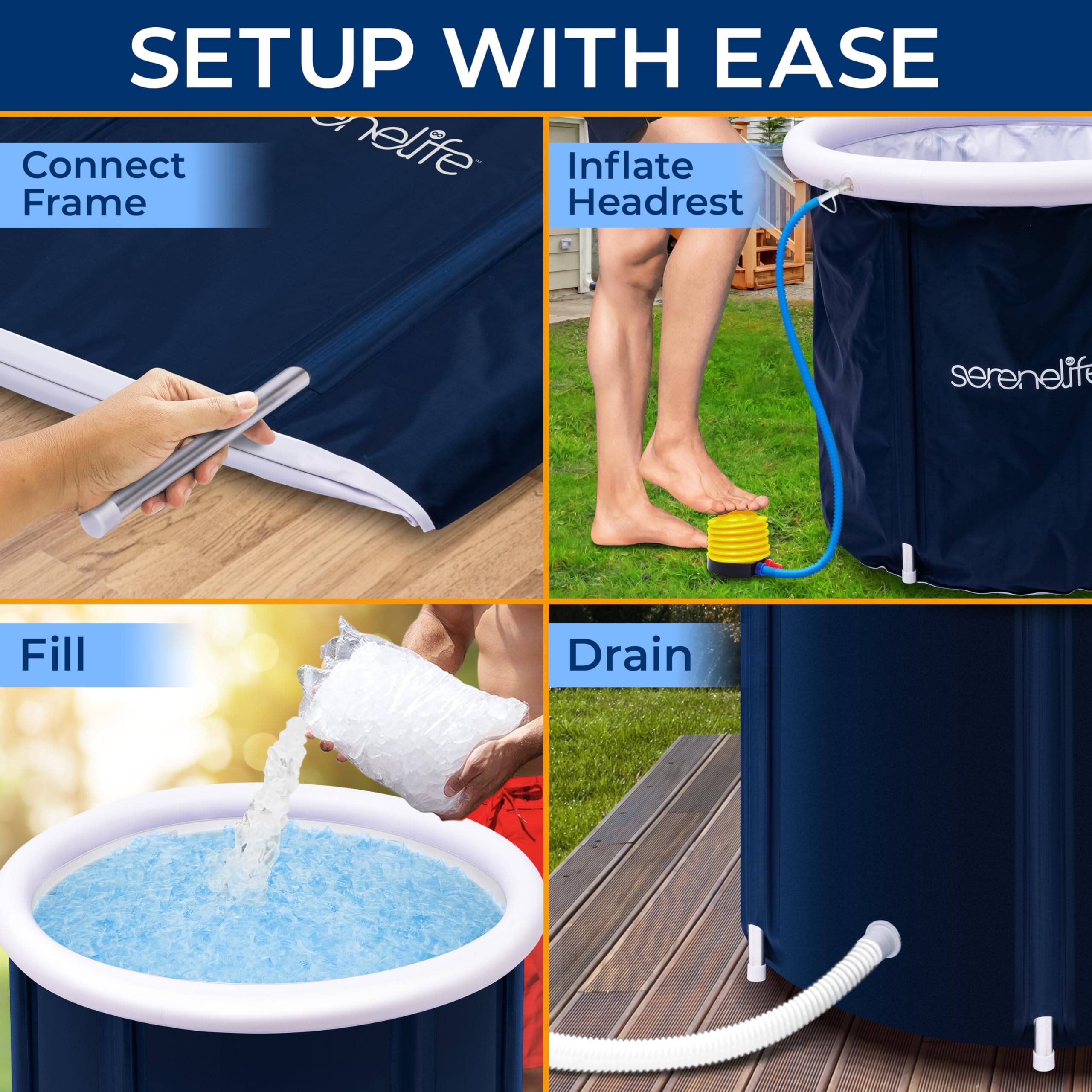 SETUP WITH EASE

- Connect Frame
- Inflate Headrest
- Fill
- Drain