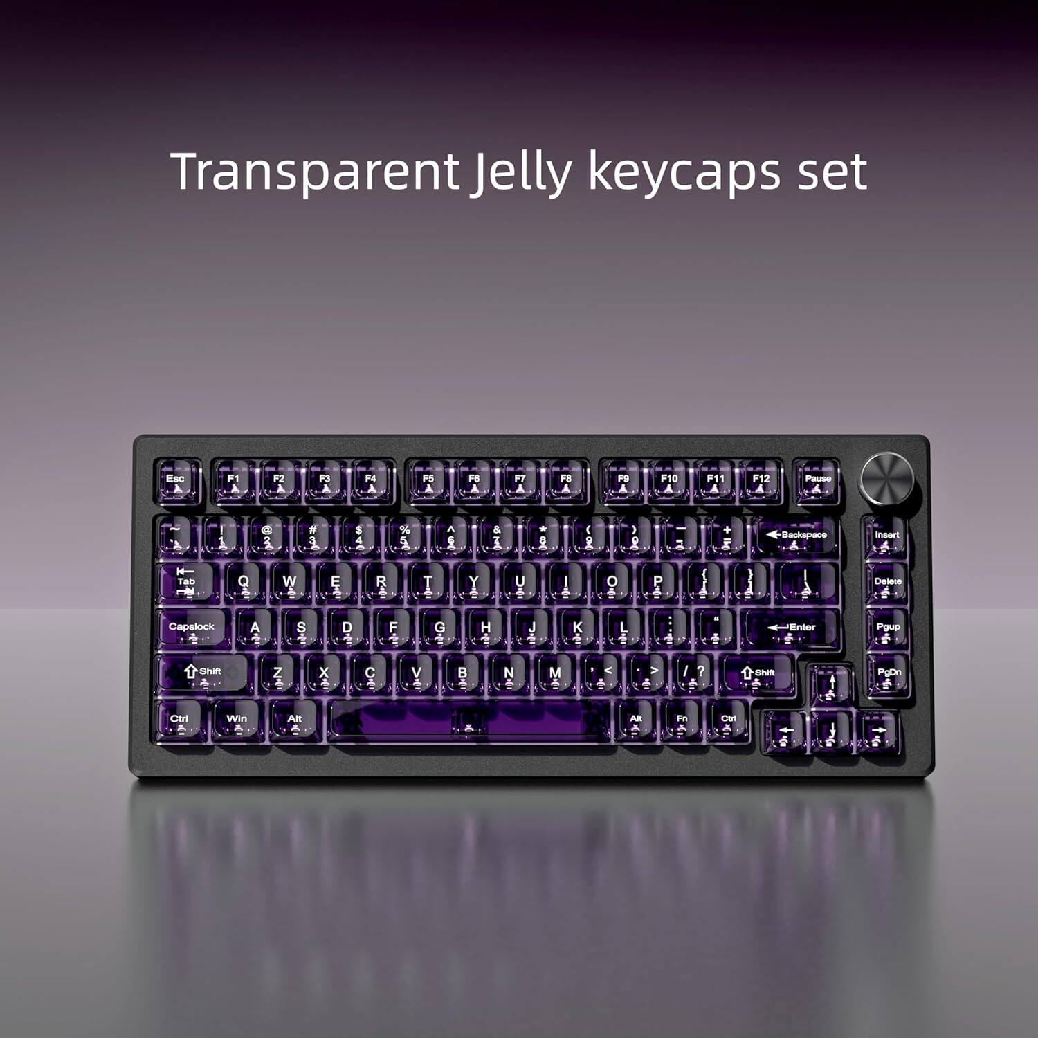Transparent Jelly keycaps set

Fac A F1 A F2 F3 Pd A P5 FE FT A 8 A F9 F10 A F11 A F12 Pause A T : G Z d a S 4 % 2 A  V & i * g  P 1 V = + g Deckspace insert f Tao Q W  R I Y U + o + P I Deleto Capslock A S D F  G - H J K L 5 Enter Poup SIm Z x C V  N M e  7 A  n Pgon CaI A Win A Al A Al Fn A LM 1   1