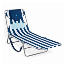 Ostrich - The Ladies Comfort Lounger, Foldable Beach Pool Tanning Chair, Stripe - Blue and White Striped