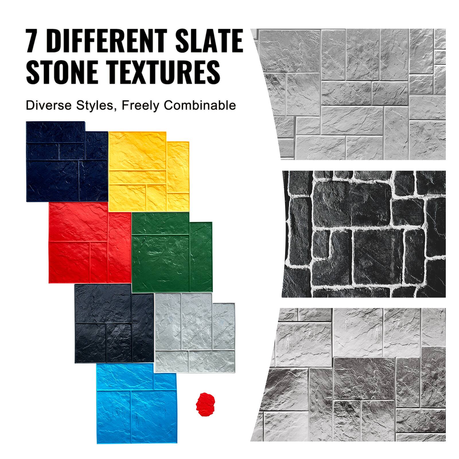 7 Different Slate Stone Textures  
Diverse Styles, Freely Combinable