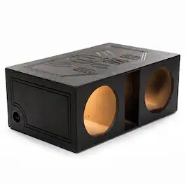 QPower - QBOMB12VL Dual 12 Inch Vented Ported Car Subwoofer Sub Box Enclosure - Charcoal Black