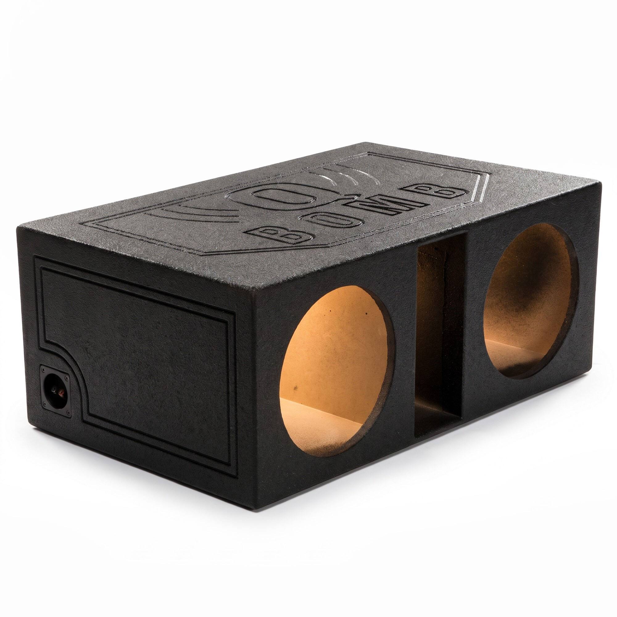 Front. QPower - QPower QBOMB12VL Dual 12 Inch Vented Ported Car Subwoofer Sub Box Enclosure - Charcoal Black.