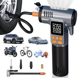 JETRANSPORT - Tire Inflator Portable Air Compressor - 8 In 1 Pump Window Breaker Seatbelt Ball Bike Digital Gauge Sos Fla - Silver